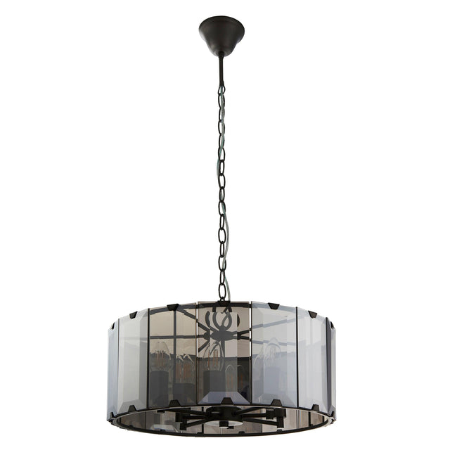 Endon Lighting - 61294 - Endon Lighting 61294 Clooney Indoor Pendant Light Slate grey & smoked cut glass Dimmable