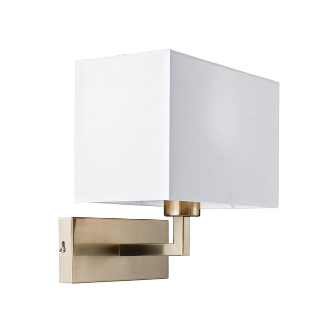 Endon Lighting - 61604 - Endon Lighting 61604 Piccolo Indoor Wall Light Satin nickel plate & white fabric Dimmable