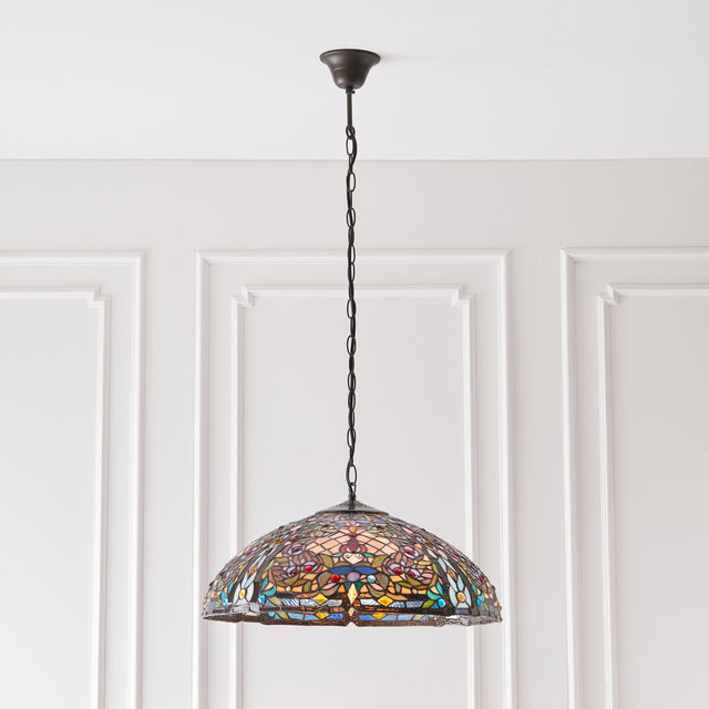 Endon Lighting - 63902 - Endon Tiffany Lighting 63902 Indoor Pendant Light Anderson Range 3 x 60W E27 GLS Dimmable