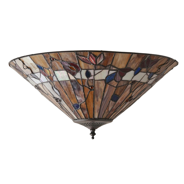 Endon Lighting - 63948 - Endon Tiffany Lighting 63948 Indoor Flush Light Bernwood Range 2 x 60W E27 GLS Dimmable