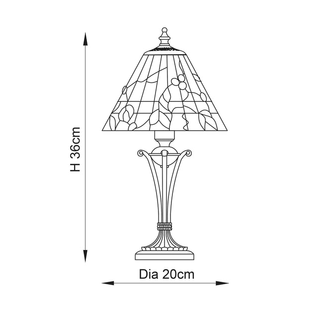 Endon Lighting - 63950 - Endon Tiffany Lighting 63950 Indoor Table Light Bernwood Range 40W E14 golf Non-dimmable