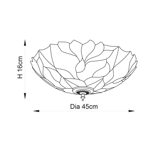 Endon Lighting - 63960 - Endon Tiffany Lighting 63960 Indoor Flush Light Botanica Range 2 x 60W E27 GLS Dimmable