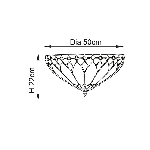 Endon Lighting - 63973 - Endon Tiffany Lighting 63973 Indoor Flush Light Brooklyn Range 2 x 60W E27 GLS Dimmable