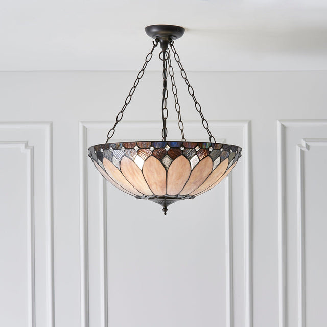 Endon Lighting - 63976 - Endon Tiffany Lighting 63976 Indoor Pendant Light Brooklyn Range 3 x 60W E27 GLS Dimmable