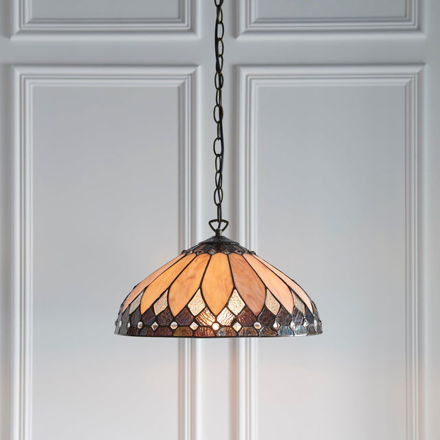 Endon Lighting - 63977 - Endon Tiffany Lighting 63977 Indoor Pendant Light Brooklyn Range 60W E27 GLS Dimmable