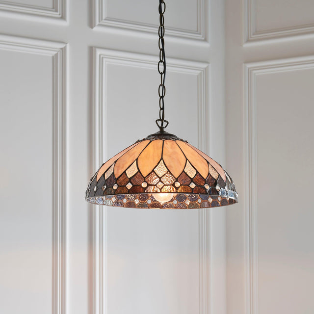 Endon Lighting - 63977 - Endon Tiffany Lighting 63977 Indoor Pendant Light Brooklyn Range 60W E27 GLS Dimmable