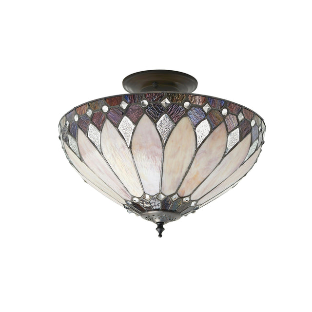 Endon Lighting - 63978 - Endon Tiffany Lighting 63978 Indoor Semi flush Light Brooklyn Range 3 x 60W E27 GLS Dimmable