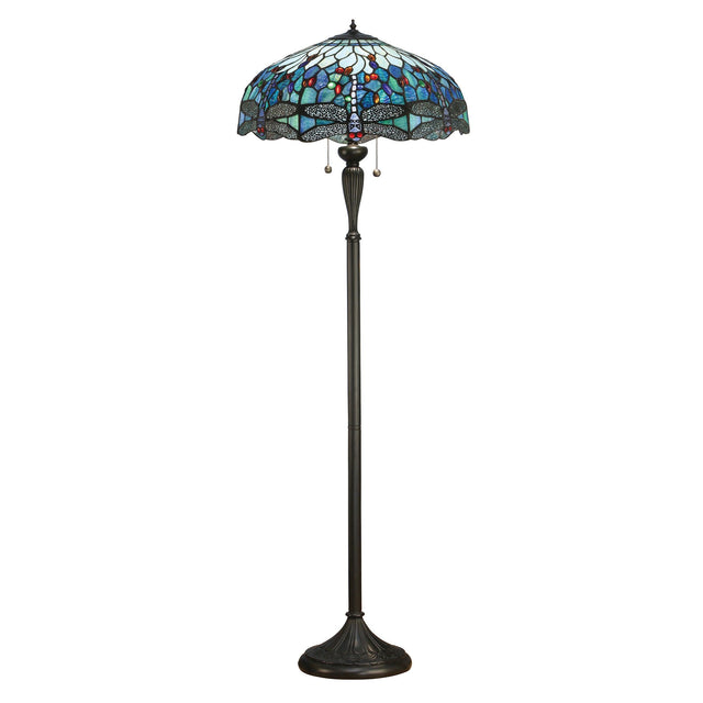 Endon Lighting - 64069 - Endon Tiffany Lighting 64069 Indoor Floor Light Dragonfly blue Range 2 x 60W E27 GLS Non-dimmable