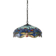 Endon Lighting - 64080 - Endon Tiffany Lighting 64080 Indoor Pendant Light Dragonfly blue Range 3 x 60W E27 GLS Dimmable