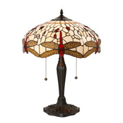 Endon Lighting - 64085 - Endon Tiffany Lighting 64085 Indoor Table Light Dragonfly beige Range 2 x 60W E27 GLS Non-dimmable