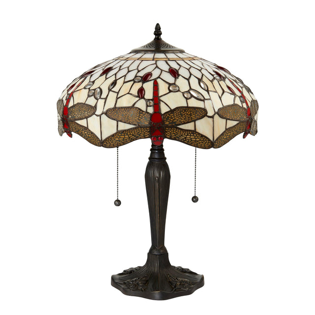 Endon Lighting - 64085 - Endon Tiffany Lighting 64085 Indoor Table Light Dragonfly beige Range 2 x 60W E27 GLS Non-dimmable