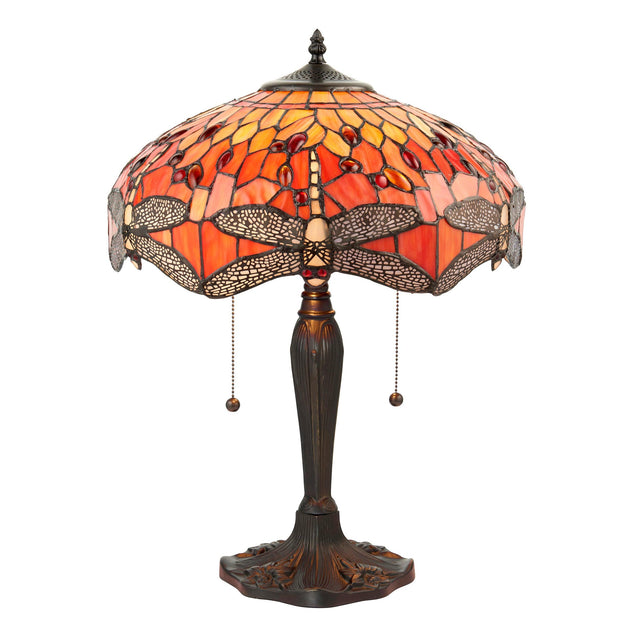 Endon Lighting - 64093 - Endon Tiffany Lighting 64093 Indoor Table Light Dragonfly flame Range 2 x 60W E27 GLS Non-dimmable