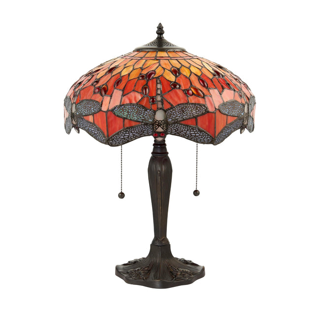 Endon Lighting - 64093 - Endon Tiffany Lighting 64093 Indoor Table Light Dragonfly flame Range 2 x 60W E27 GLS Non-dimmable