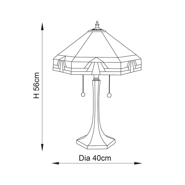 Endon Lighting - 64286 - Endon Tiffany Lighting 64286 Indoor Table Light Nevada Range 2 x 60W E27 GLS Non-dimmable