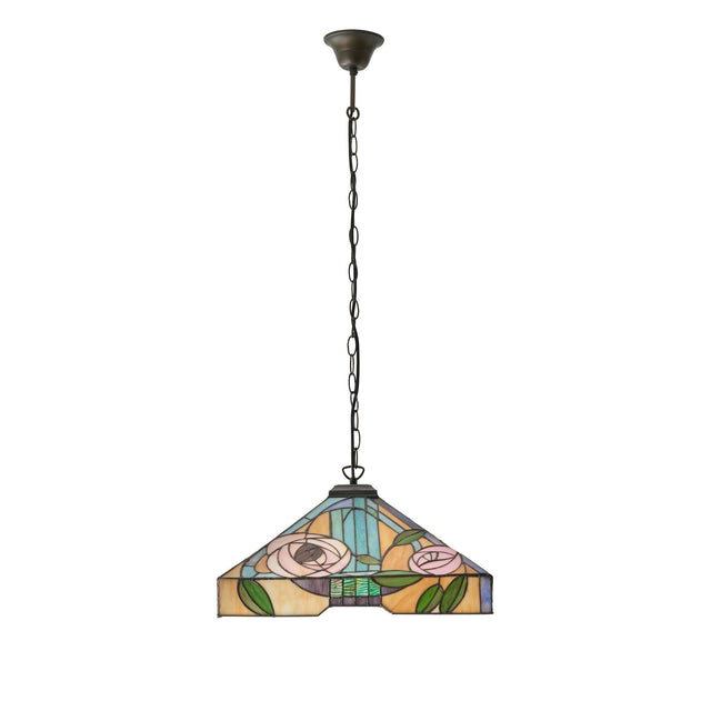 Endon Lighting - 64384 - Endon Tiffany Lighting 64384 Indoor Pendant Light Willow Range 3 x 60W E27 GLS Dimmable