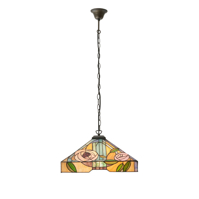 Endon Lighting - 64384 - Endon Tiffany Lighting 64384 Indoor Pendant Light Willow Range 3 x 60W E27 GLS Dimmable