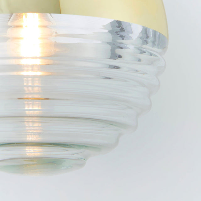 Endon Lighting - 68958 - Endon Lighting 68958 Paloma Indoor Pendant Light Gold effect plate & clear ribbed glass Dimmable