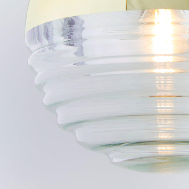 Endon Lighting - 68958 - Endon Lighting 68958 Paloma Indoor Pendant Light Gold effect plate & clear ribbed glass Dimmable