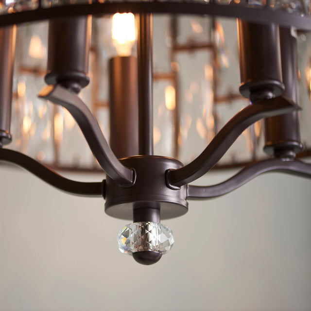 Endon Lighting - 69390 - Endon Lighting 69390 Belle Indoor Pendant Light Dark bronze paint & clear crystal Dimmable