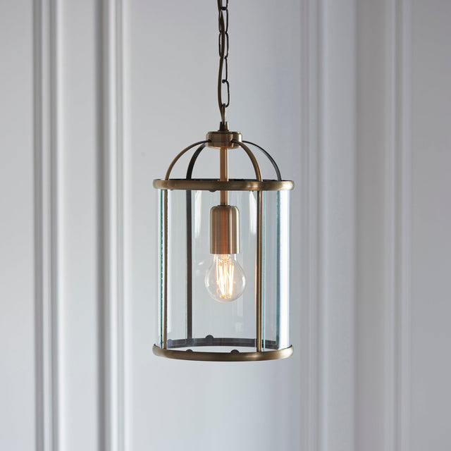 Endon Lighting - 69454 - Endon Lighting 69454 Lambeth Indoor Pendant Light Antique brass plate & clear glass Dimmable