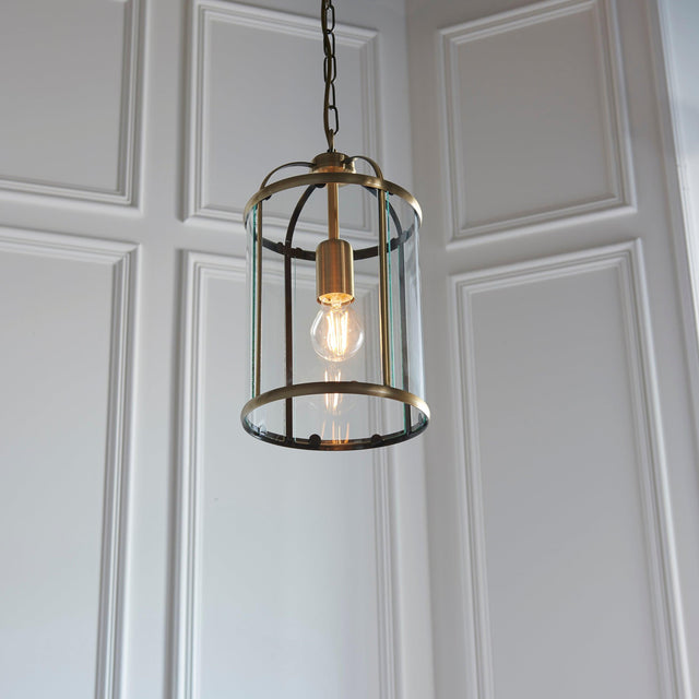 Endon Lighting - 69454 - Endon Lighting 69454 Lambeth Indoor Pendant Light Antique brass plate & clear glass Dimmable