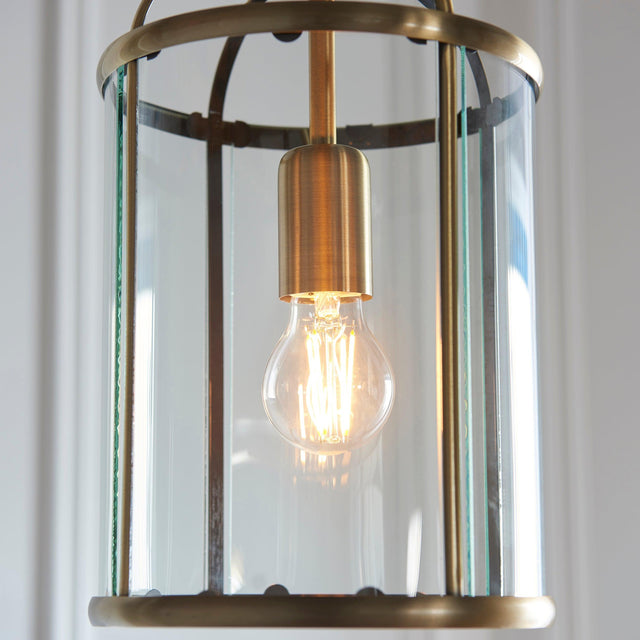 Endon Lighting - 69454 - Endon Lighting 69454 Lambeth Indoor Pendant Light Antique brass plate & clear glass Dimmable