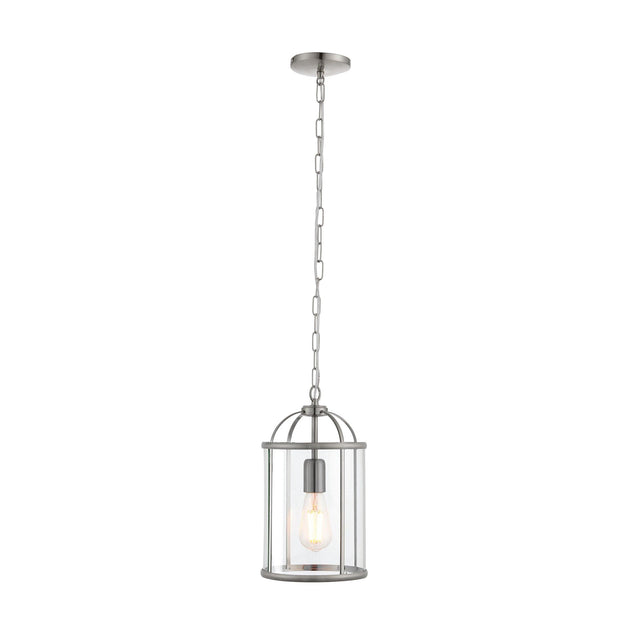 Endon Lighting - 70323 - Endon Lighting 70323 Lambeth Indoor Pendant Light Satin nickel plate & clear glass Dimmable