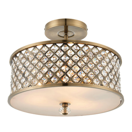 Endon Lighting - 70558 - Endon Lighting 70558 Hudson Indoor Flush Light Antique brass plate & clear crystal Dimmable