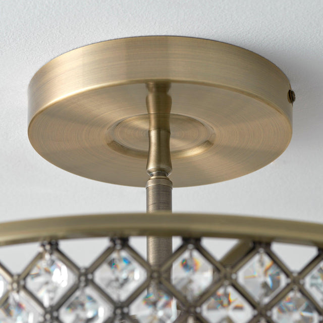 Endon Lighting - 70558 - Endon Lighting 70558 Hudson Indoor Flush Light Antique brass plate & clear crystal Dimmable