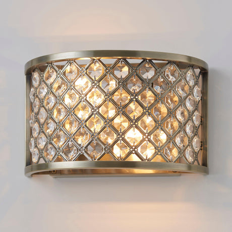 Endon Lighting - 70559 - Endon Lighting 70559 Hudson Indoor Wall Light Antique brass plate & clear crystal Dimmable