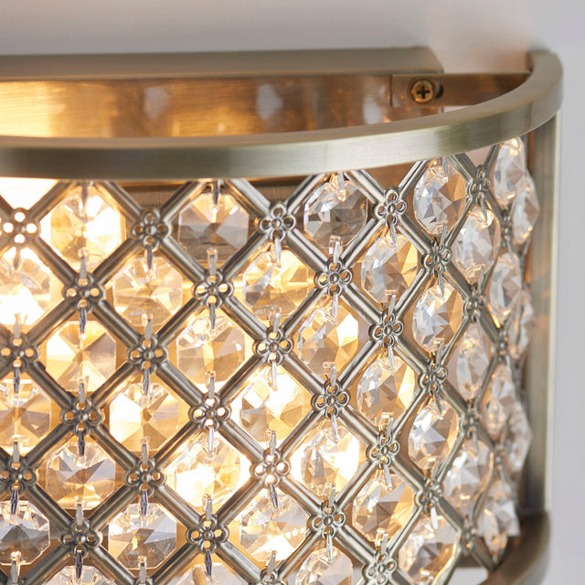 Endon Lighting - 70559 - Endon Lighting 70559 Hudson Indoor Wall Light Antique brass plate & clear crystal Dimmable