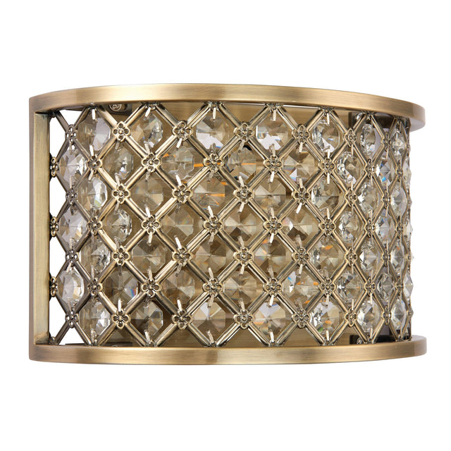 Endon Lighting - 70559 - Endon Lighting 70559 Hudson Indoor Wall Light Antique brass plate & clear crystal Dimmable