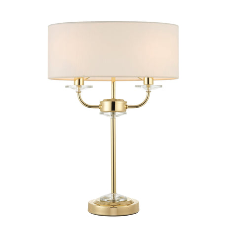 Endon Lighting - 70564 - Endon Lighting 70564 Nixon Indoor Table Lamps Brass plate & vintage white fabric Non-dimmable