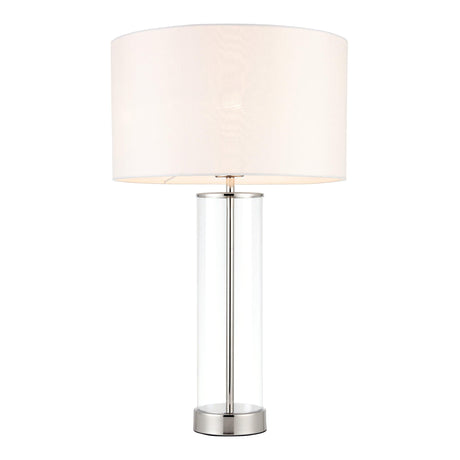 Endon Lighting - 70600 - Endon Lighting 70600 Lessina Indoor Table Lamps Bright nickel plate, clear glass & vintage white fabric Dimmer included