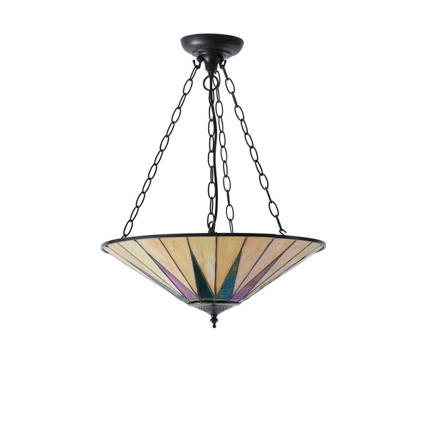 Endon Lighting - 70754 - Endon Tiffany Lighting 70754 Indoor Pendant Light Dark star Range 3 x 60W E27 GLS Dimmable