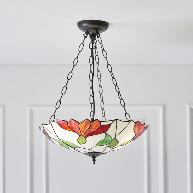 Endon Lighting - 70946 - Endon Tiffany Lighting 70946 Indoor Pendant Light Botanica Range 3 x 60W E27 GLS Dimmable