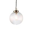 Endon Lighting - 71123 - Endon Lighting 71123 Brydon Indoor Pendant Light Antique brass plate & clear ribbed glass Dimmable