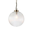 Endon Lighting - 71124 - Endon Lighting 71124 Brydon Indoor Pendant Light Antique brass plate & clear ribbed glass Dimmable