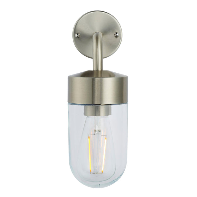 Endon Lighting - 71184 - Endon Lighting 71184 North Outdoor Wall Light Brushed stainless steel & clear glass Dimmable