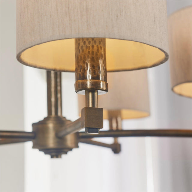 Endon Lighting - 71345 - Endon Lighting 71345 Indara Indoor Pendant Light Hammered bronze plate & natural linen mix fabric Dimmable