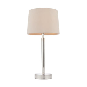 Endon Lighting - 72175 - Endon Lighting 72175 Syon Indoor Table Lamps Bright nickel plate & mink fabric Non-dimmable