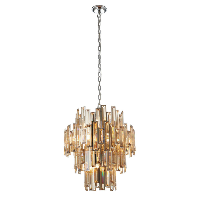 Endon Lighting - 72744 - Endon Lighting 72744 Viviana Indoor Pendant Light Chrome plate & champagne crystal Dimmable