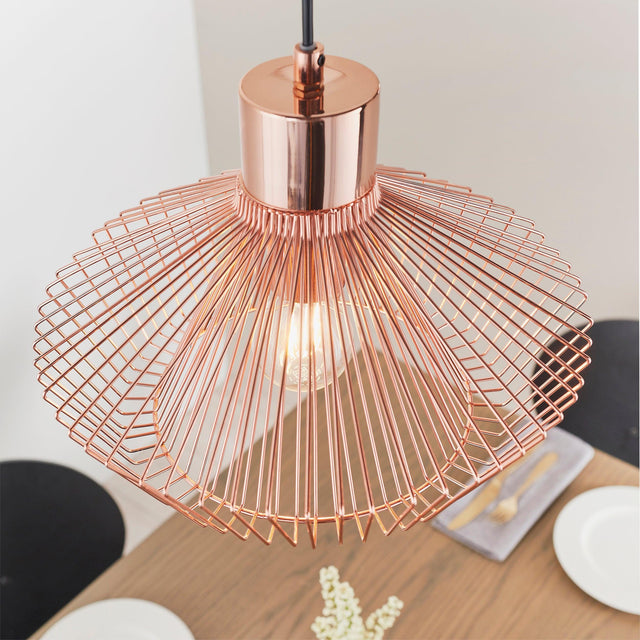 Endon Lighting - 72813 - Endon Lighting 72813 Kimberley Indoor Pendant Light Copper plate Dimmable