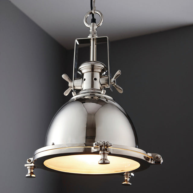 Endon Lighting - 73103 - Endon Lighting 73103 Fenton Indoor Pendant Light Bright nickel plate & sandblasted glass Dimmable