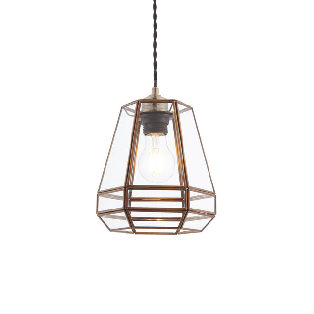 Endon Lighting - 73287 - Endon Lighting 73287 Stockheld Indoor Pendant easyfit Light Antique solid brass & clear glass Not applicable