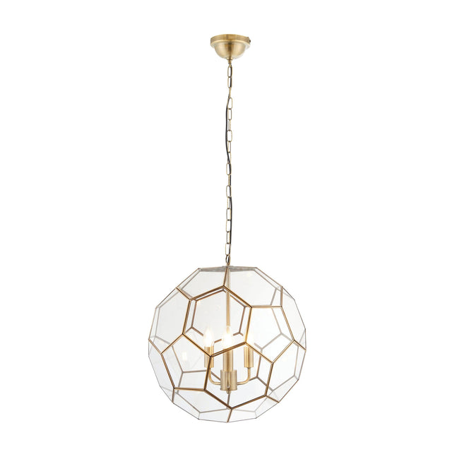 Endon Lighting - 73560 - Endon Lighting 73560 Miele Indoor Pendant Light Antique brass plate & clear glass Dimmable