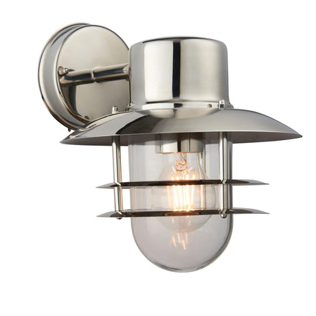 Endon Lighting - 74703 - Endon Lighting 74703 Jenson Outdoor Wall Light Polished stainless steel & clear glass Dimmable