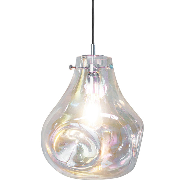 Endon Lighting - 75664 - Endon Lighting 75664 Lava Indoor Pendant Light Iridescent glass & chrome plate Dimmable