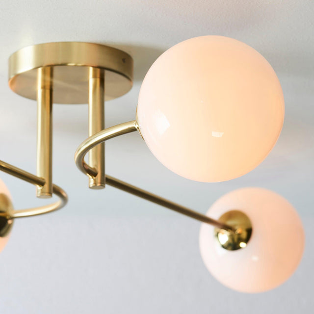 Endon Lighting - 75959 - Endon Lighting 75959 Otto Indoor Semi flush Light Satin brass plate & opal glass Dimmable