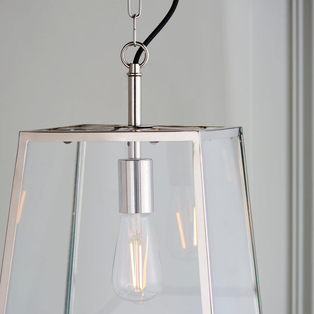 Endon Lighting - 76225 - Endon Lighting 76225 Hurst Indoor Pendant Light Bright nickel plate & clear glass Dimmable